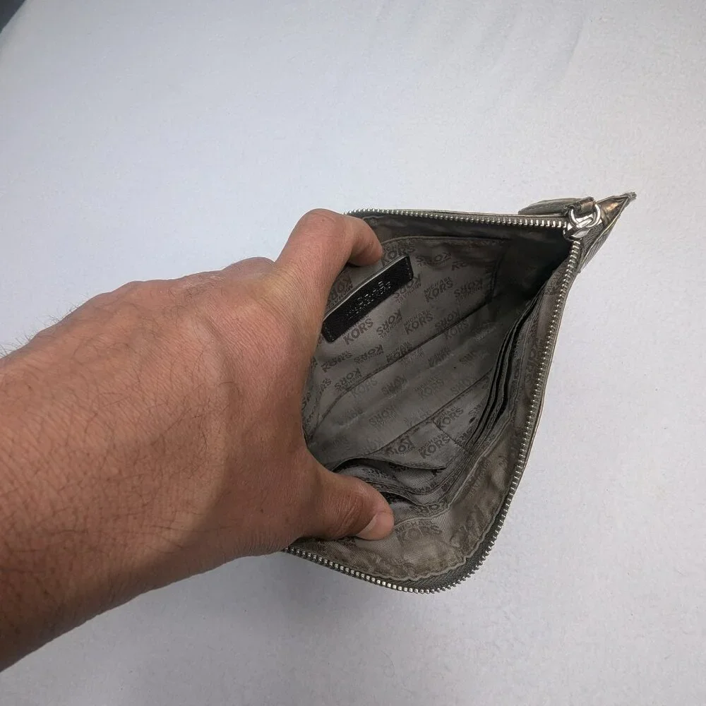 Silver/Grey Mirrored Michael Kors Small Bag/Wristlet